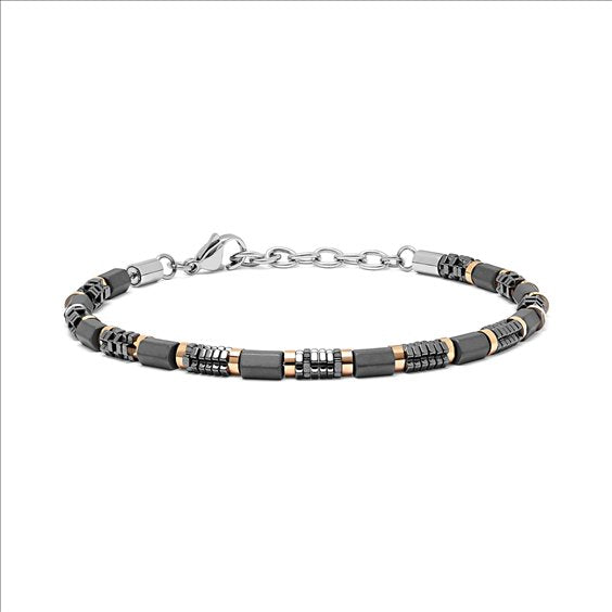 Bracciale Uomo Comete in Acciaio Nero e Rosé