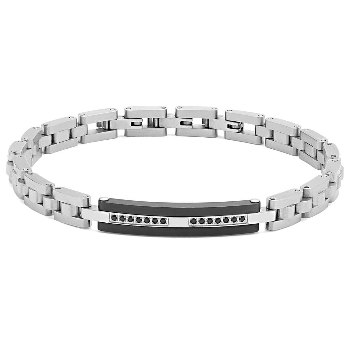 Bracciale uomo Comete in Acciaio Lucido con Zirconi Neri