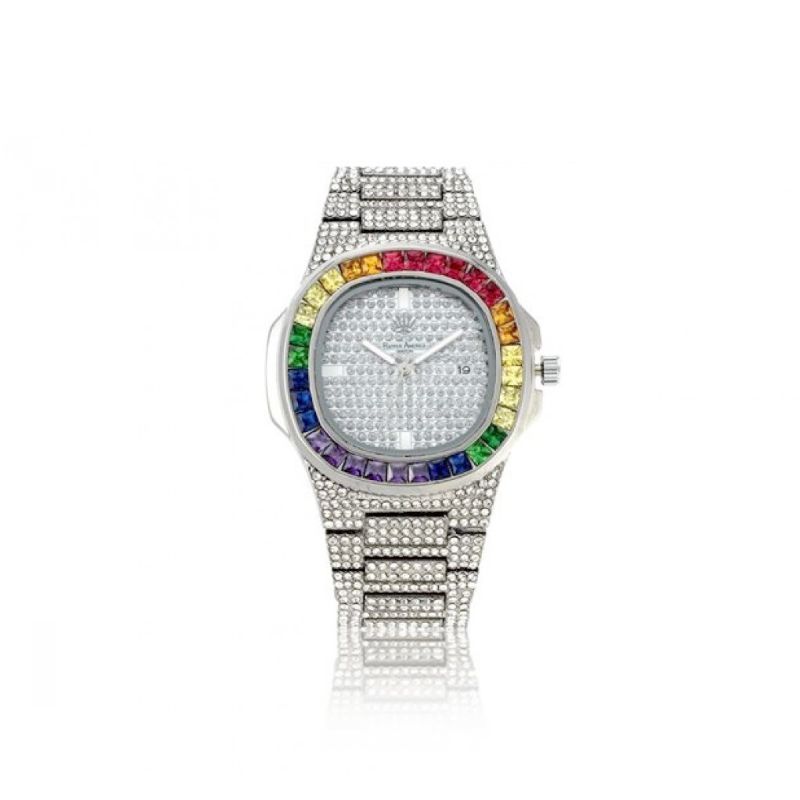 Orologio unisex Rapper America -  F10 roma solo tempo gold rainbow con zirconi swarovski - RAF1O.8