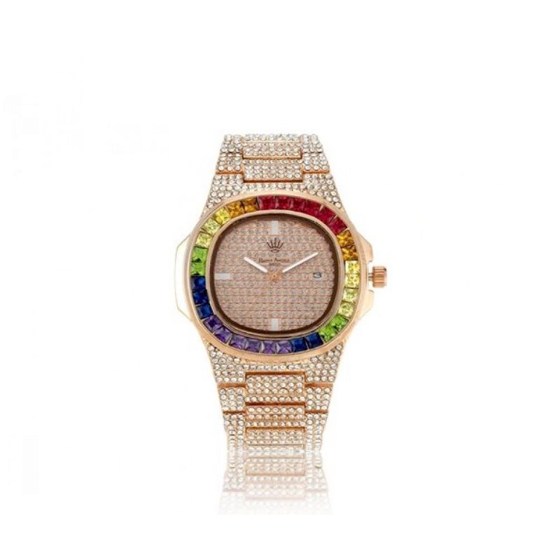 Orologio unisex Rapper America -  F10 roma solo tempo rosè rainbow con zirconi swarovski - RAF1O.9
