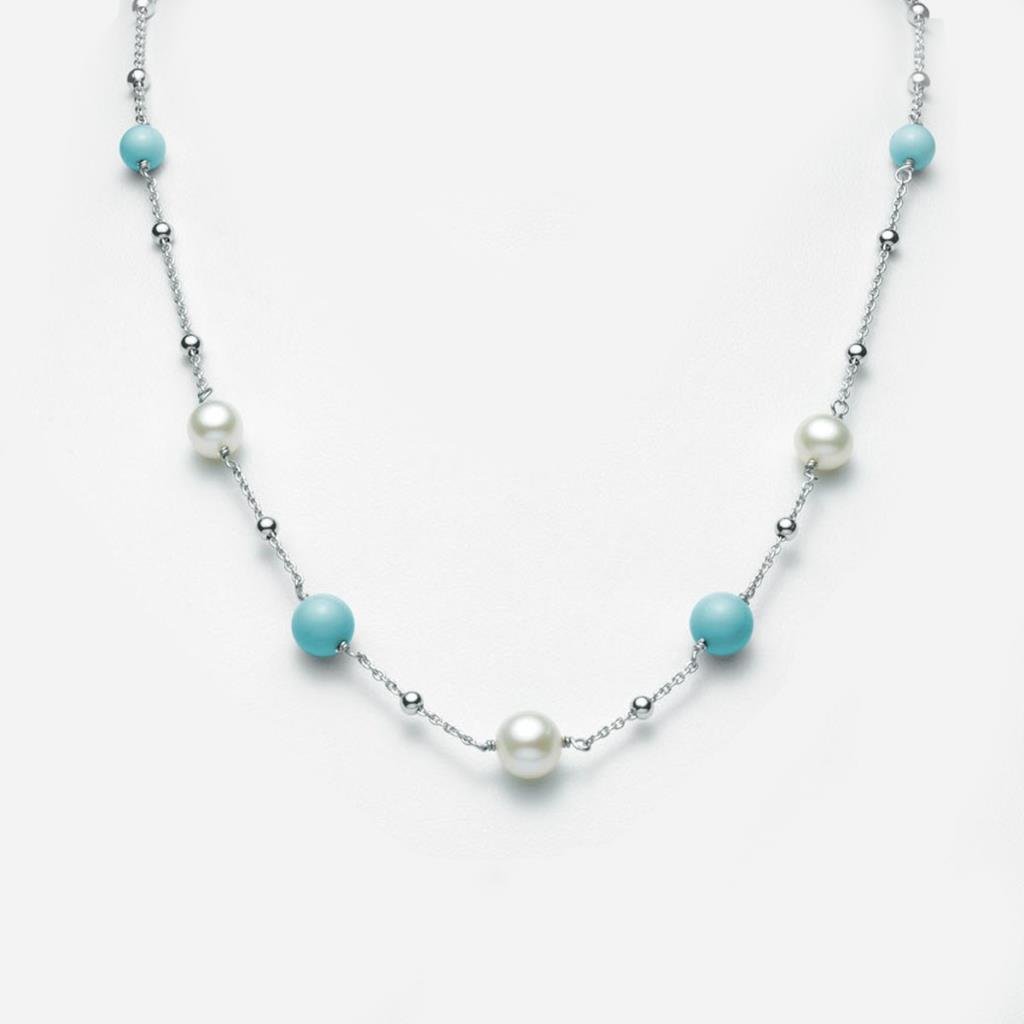 Collana Miluna Argento 925 E perle PCL5827 Turchese