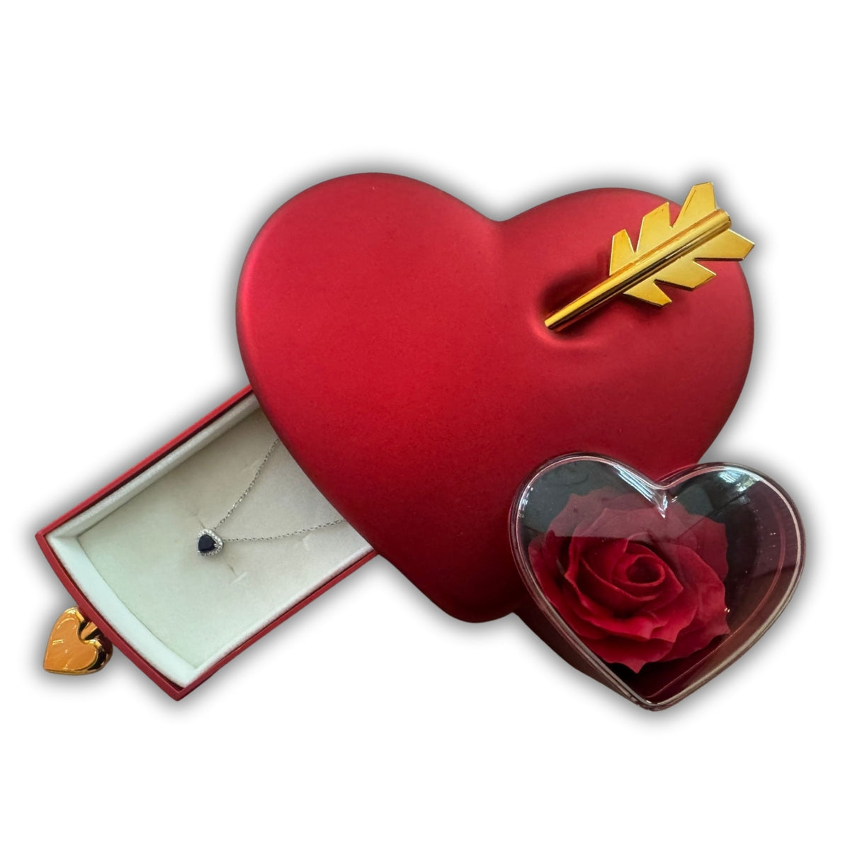 Collana cuore in argento con scatola cuore
