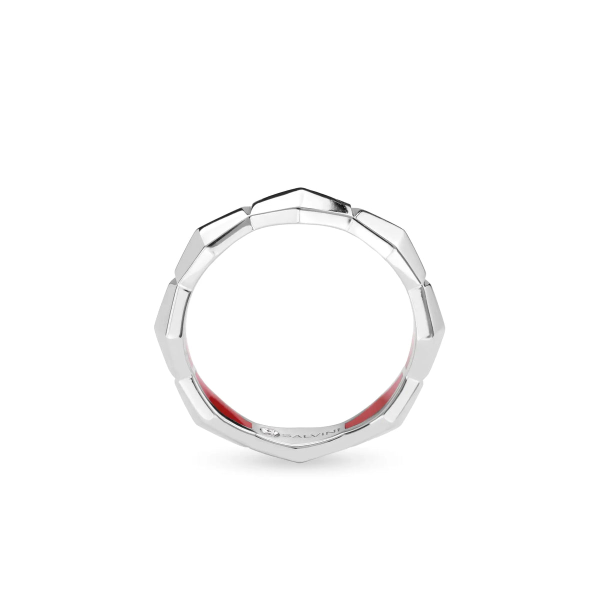 Anello in oro bianco e ceramica rossa Salvini Gioielli