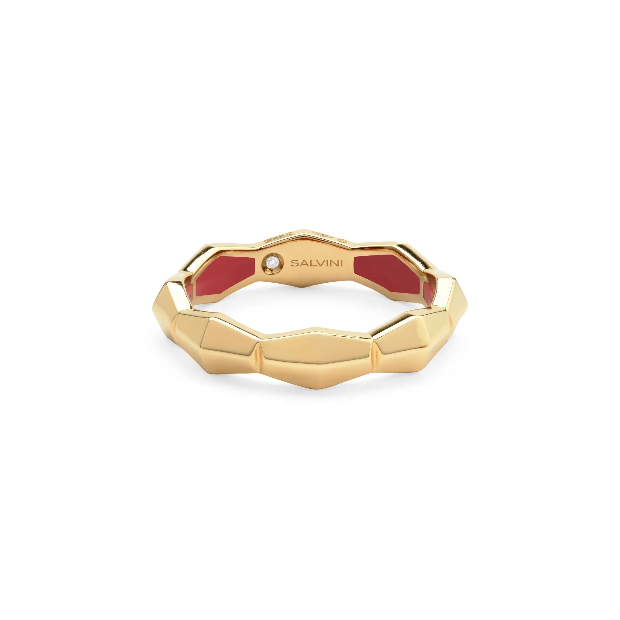Anello in oro giallo e ceramica rossa Salvini Gioielli