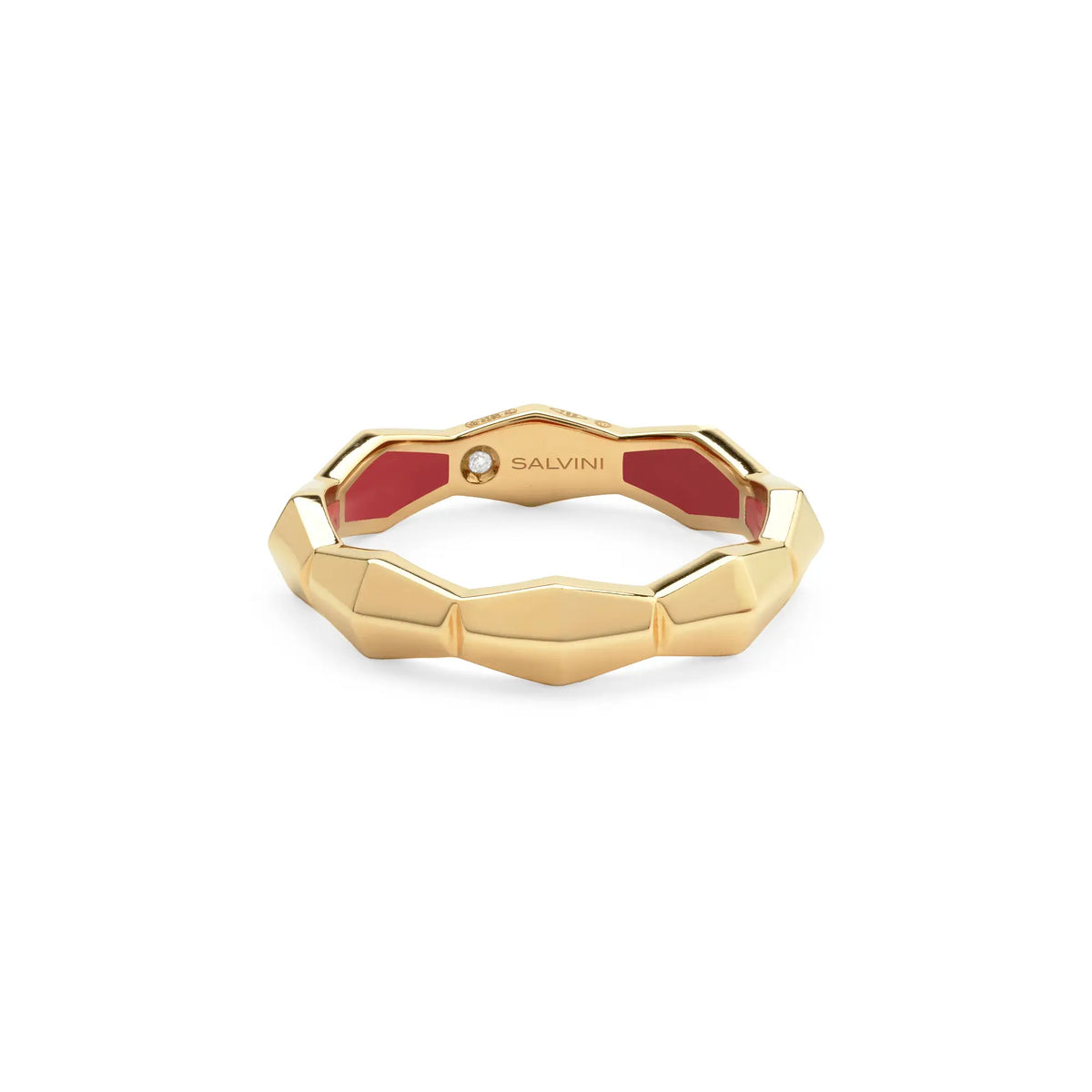 Anello in oro giallo e ceramica rossa Salvini Gioielli
