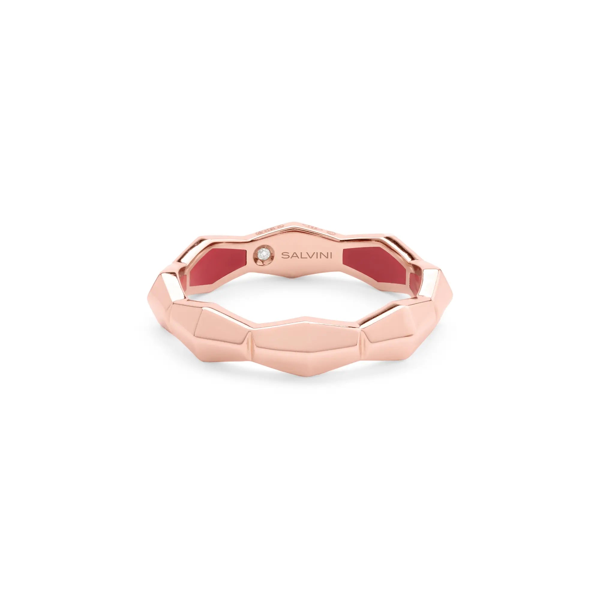 Anello in oro rosa e ceramica rossa Salvini Gioielli