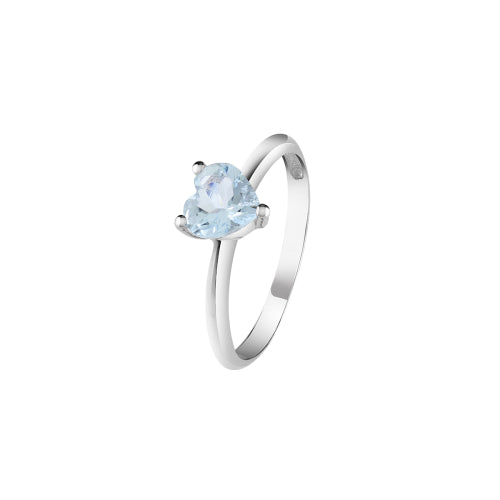 Anello in oro bianco con acquamarina a cuore Stephanie Bliss