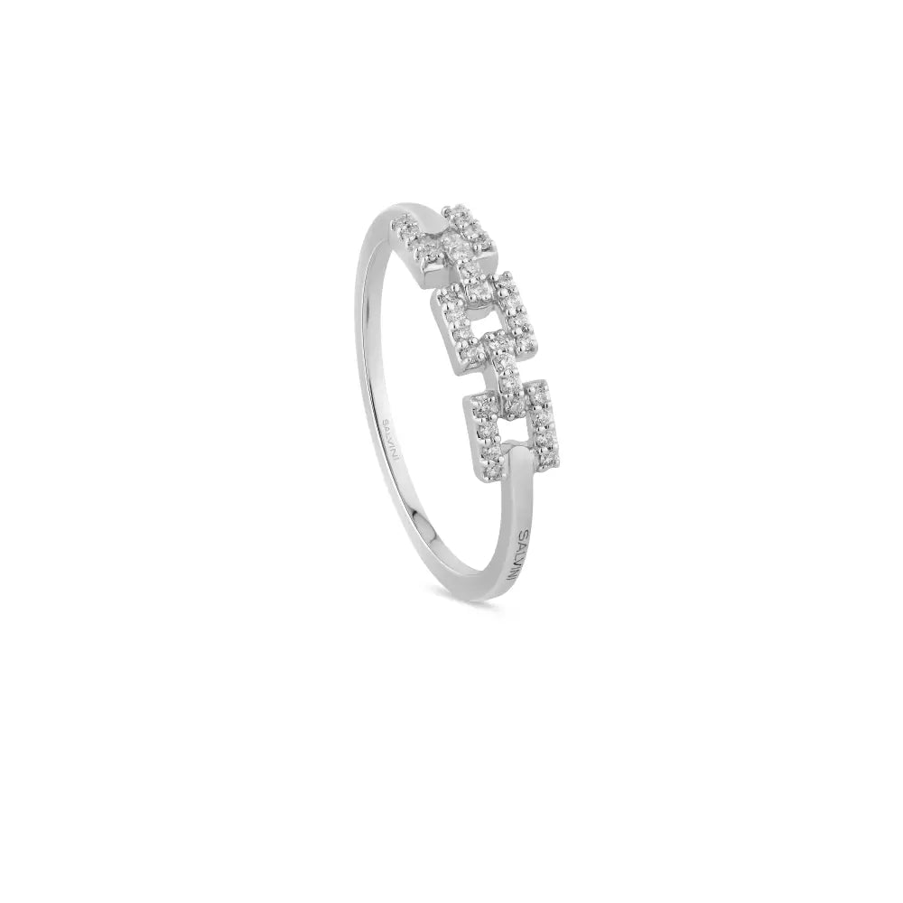 Anello in oro bianco con diamanti Geometrica Big Salvini Gioielli