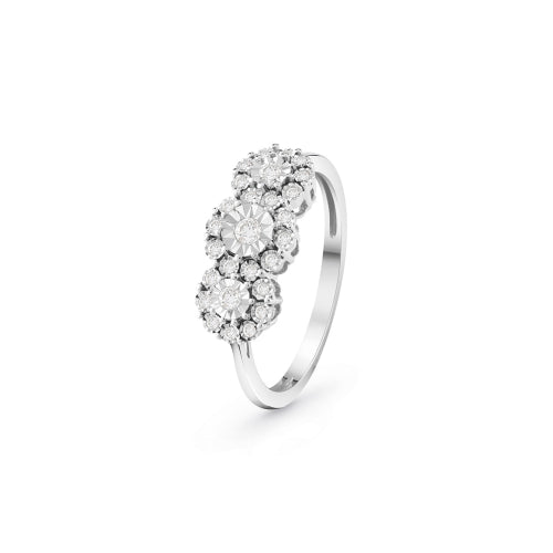 Anello in oro bianco con diamante Rugiada Bliss