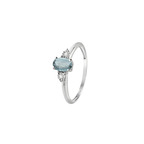 Anello in oro bianco con acquamarina e diamanti Stephanie Bliss
