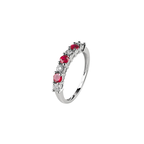 Anello in oro bianco con rubini e diamanti Jasmine Bliss