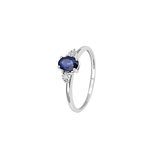 Anello in oro bianco con zaffiro e diamanti Rugiada Colors Bliss