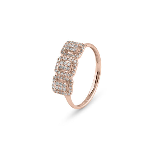 Anello rettangolare in oro rosa con diamanti Caresse Bliss