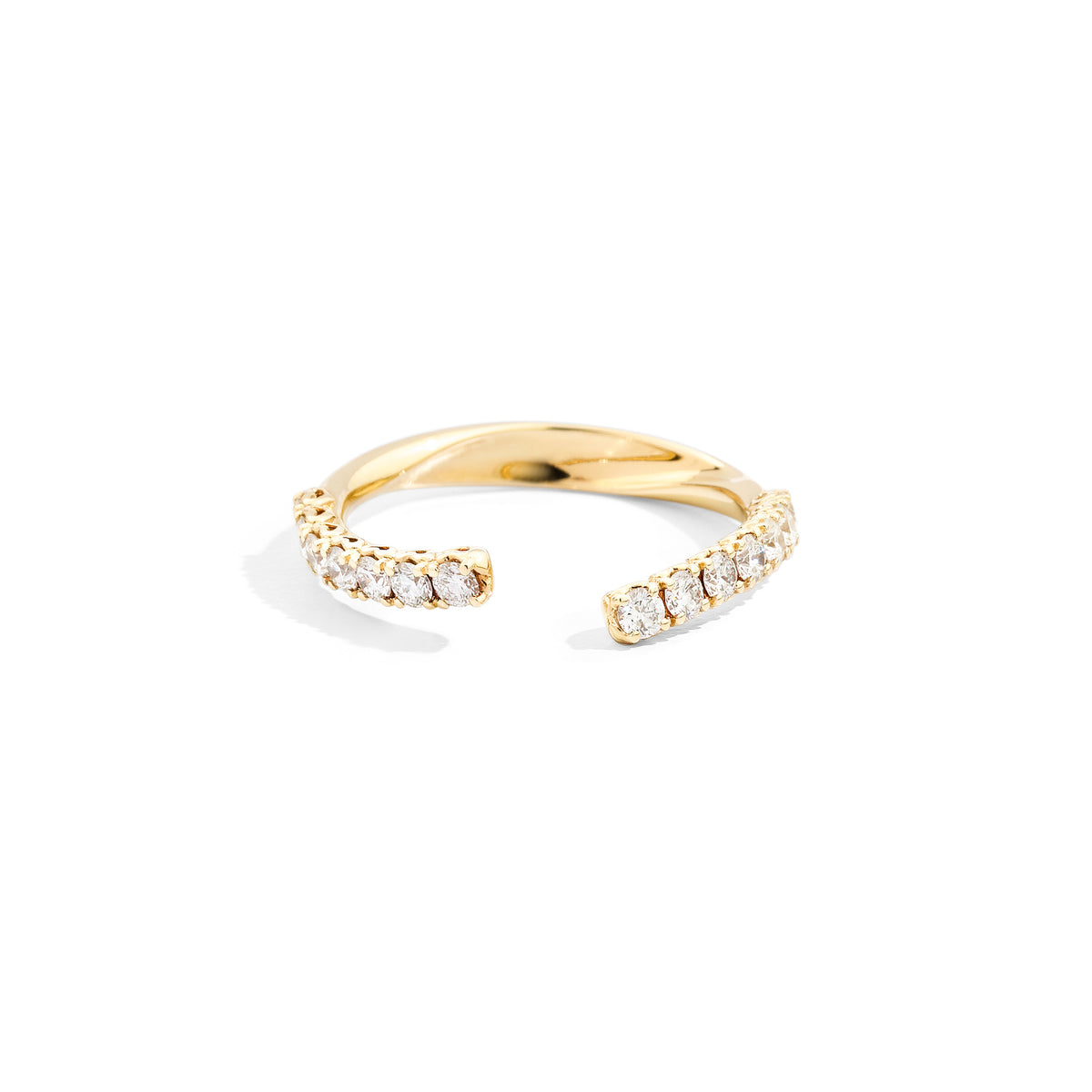 Anello veretta aperta asimmetrica in oro giallo con diamanti Recarlo