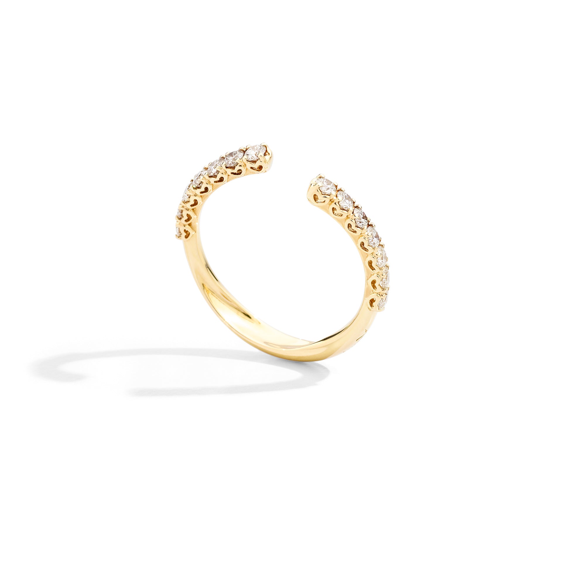 Anello veretta aperta asimmetrica in oro giallo con diamanti Recarlo