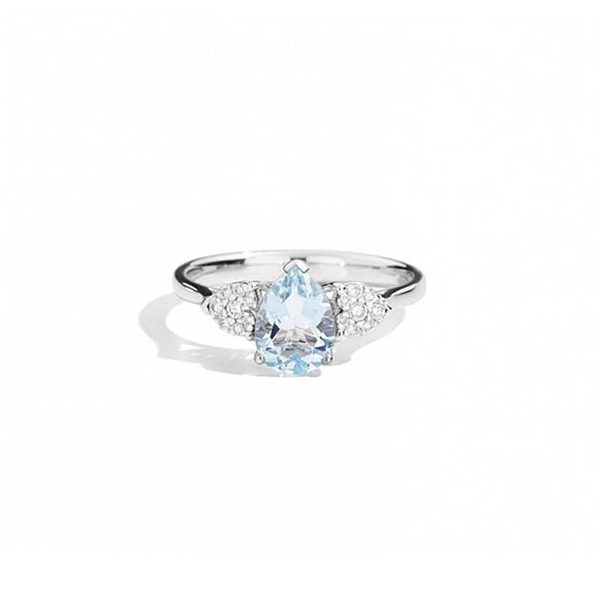 Anello Fiordaliso diamanti e acquamarina taglio goccia | Recarlo