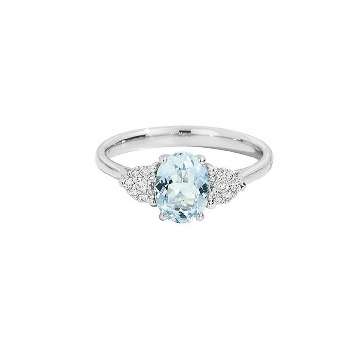 Anello Fiordaliso diamanti e acquamarina taglio ovale | Recarlo