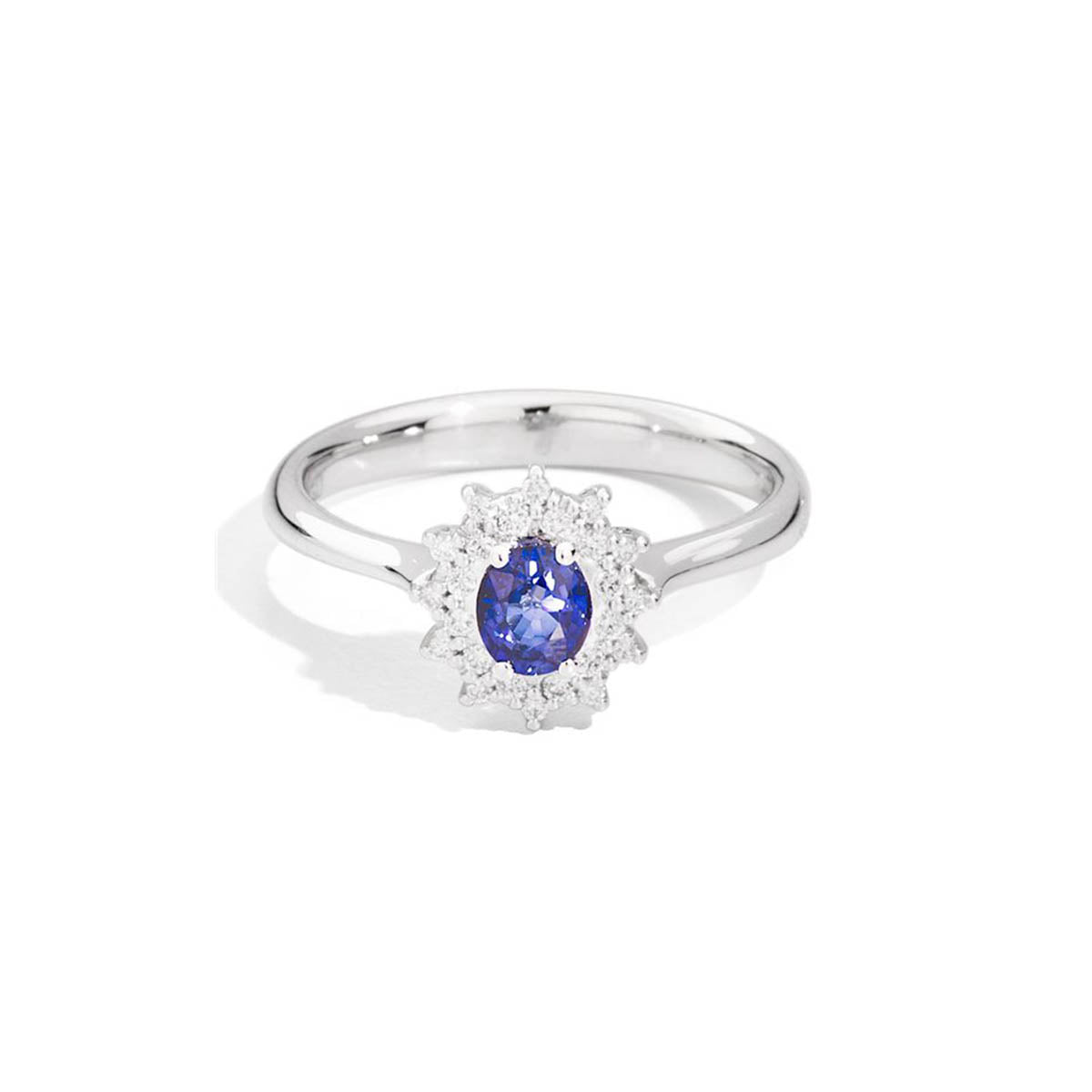 Anello Camelia diamanti e zaffiro taglio ovale | Recarlo