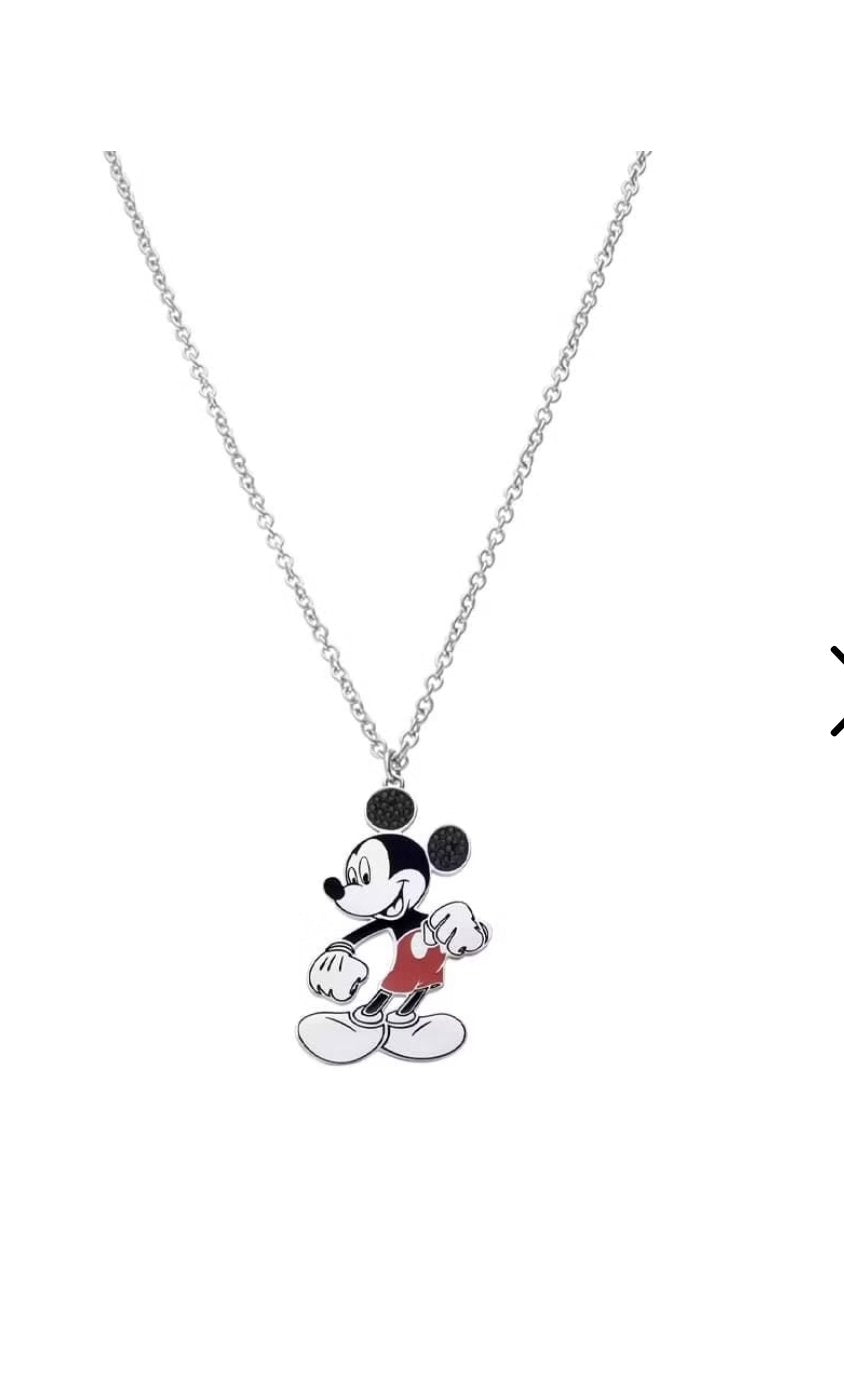 Collana lunga in acciaio con ciondolo Topolino e strass neriSKU: 1672061