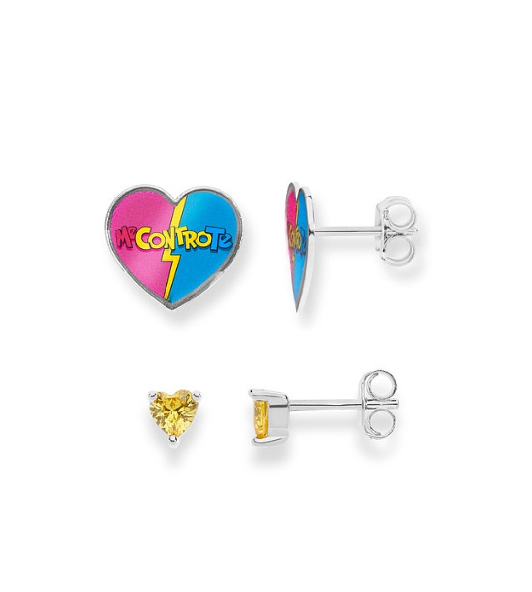 Coppia di Orecchini cuore cristalli gialli - Collezione ME CONTRO TE