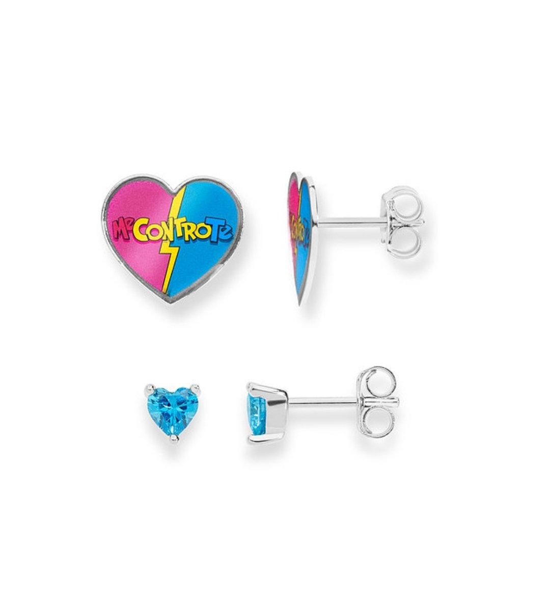 Coppia di Orecchini cuore cristalli azzurri - Collezione ME CONTRO TE