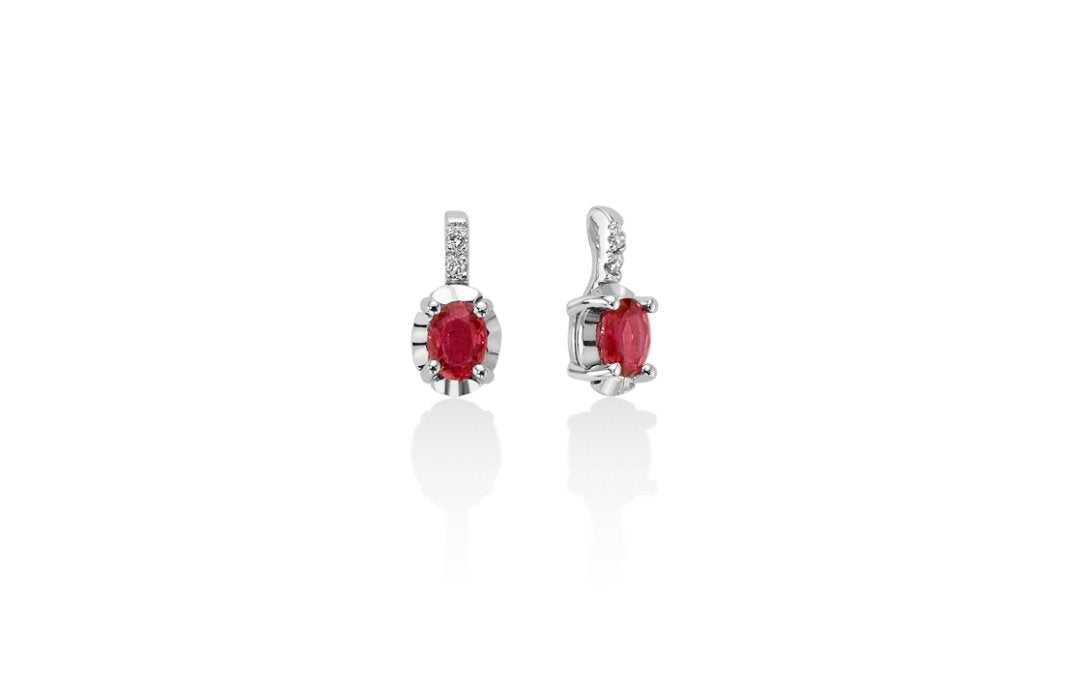 Orecchini Miluna oro bianco 18kt con rubino
