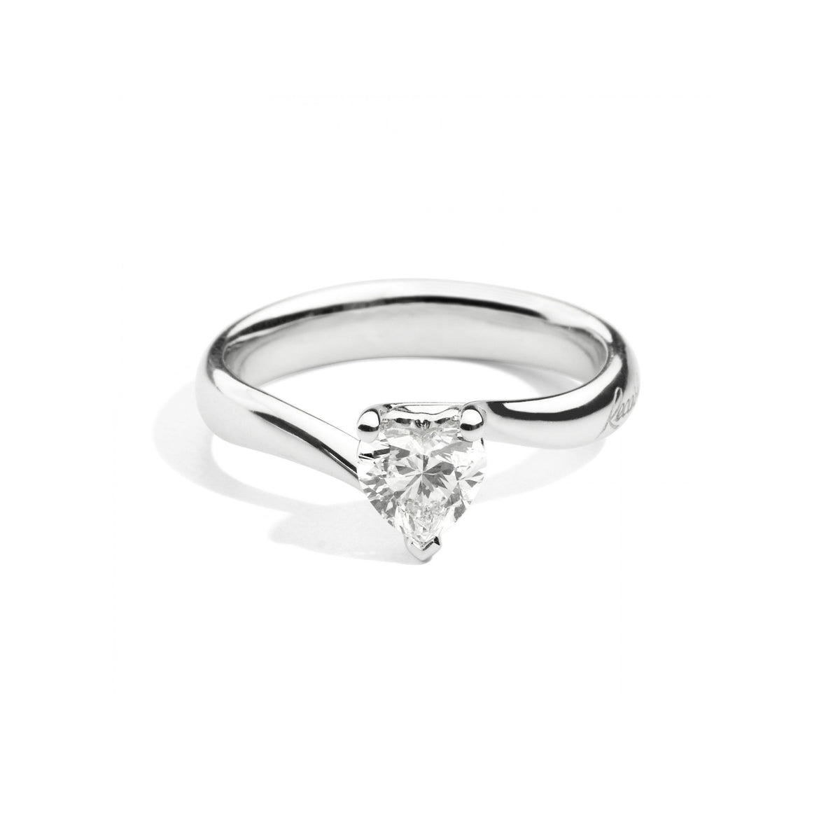 Anello solitario in oro bianco con diamante a cuore Anniversary Love Recarlo