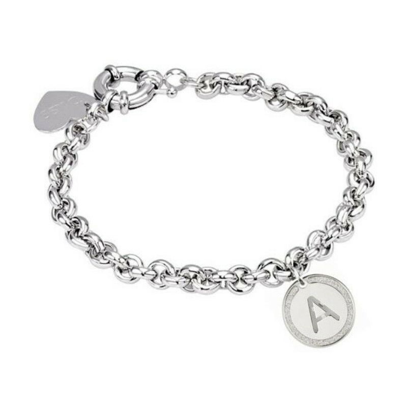 Bracciale in Ottone Silver e Glitter LETTERA A - LOVE LETTERS (Bliss) - 20073672