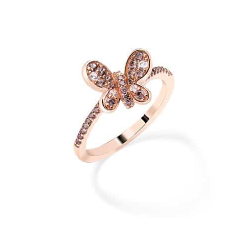 Anello Rosè Farfalla Zirconi Brown Amen
