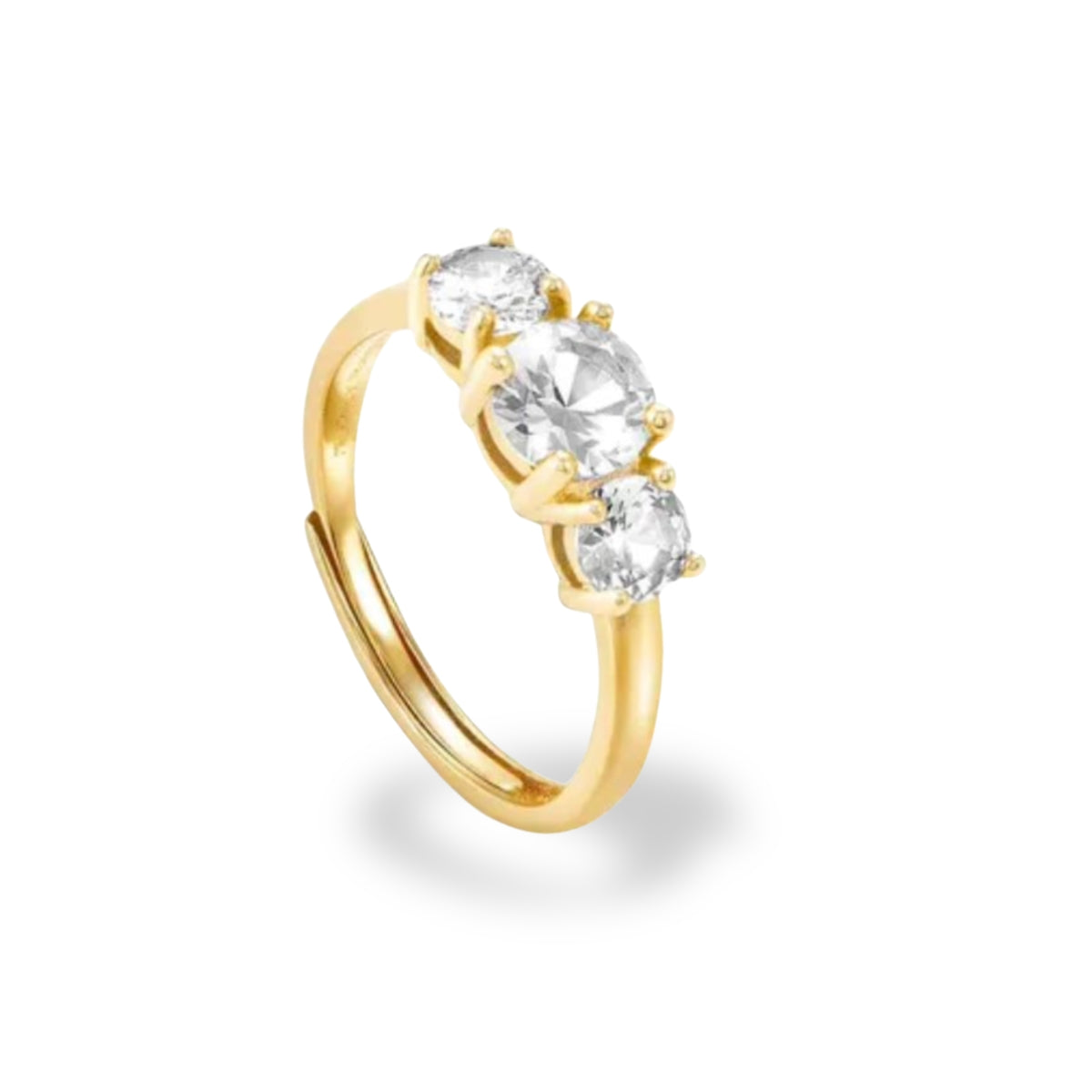 Anello trilogy regolabile in argento color oro con scatola cuore