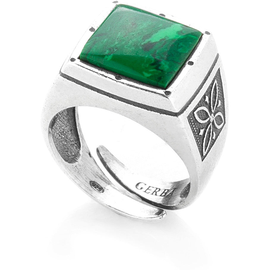 Anello uomo argento pietra verde Gerba Jewels - 203/9