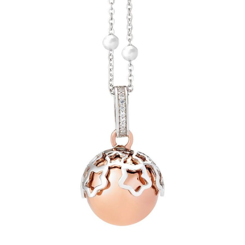 Boccadamo Collana Chiama Angeli con ciondolo sonoro rosato, stelle e zirconi - TRGR12