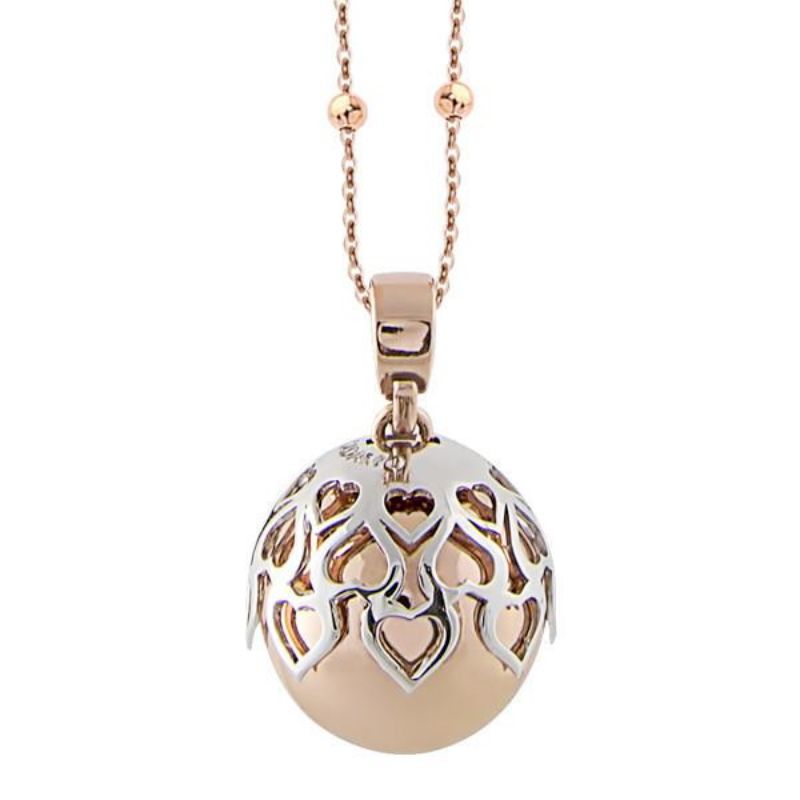 Collana bicolor con ciondolo sonoro e cuori traforati (BOCCADAMO) - TRGR04