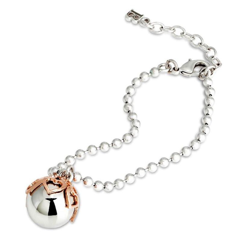 Bracciale con ciondolo sonoro e cuori rosati traforati (BOCCADAMO) - TRBR03