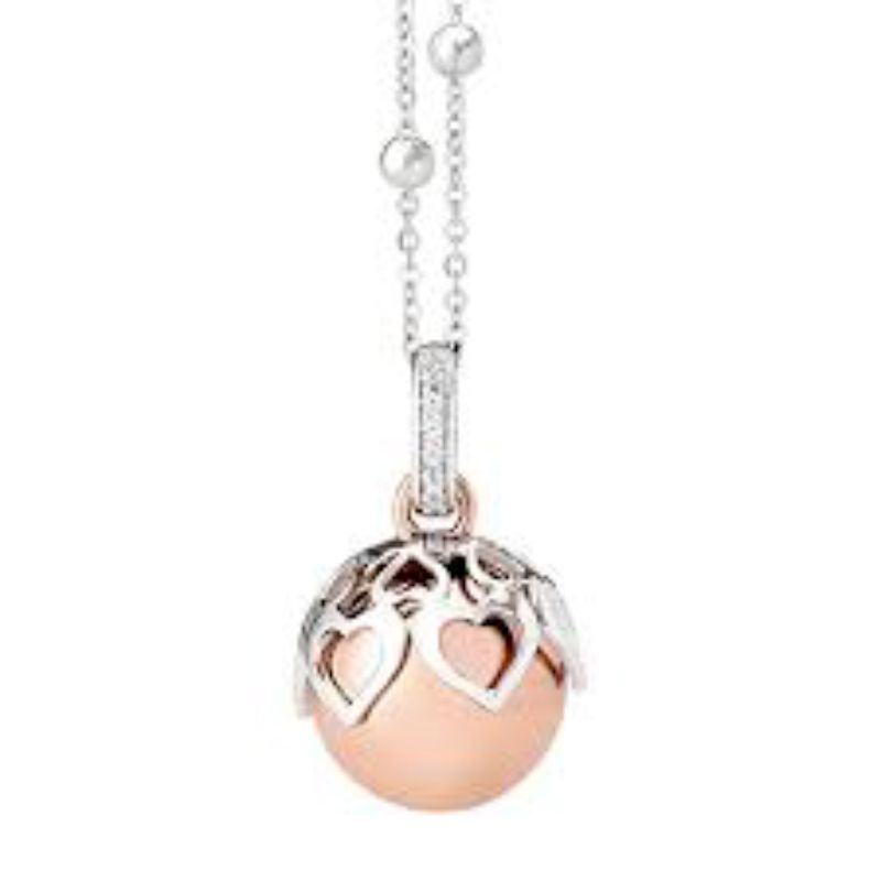 Boccadamo Collana Chiama Angeli con ciondolo sonoro rosato, cuori e zirconi  - TRGR11