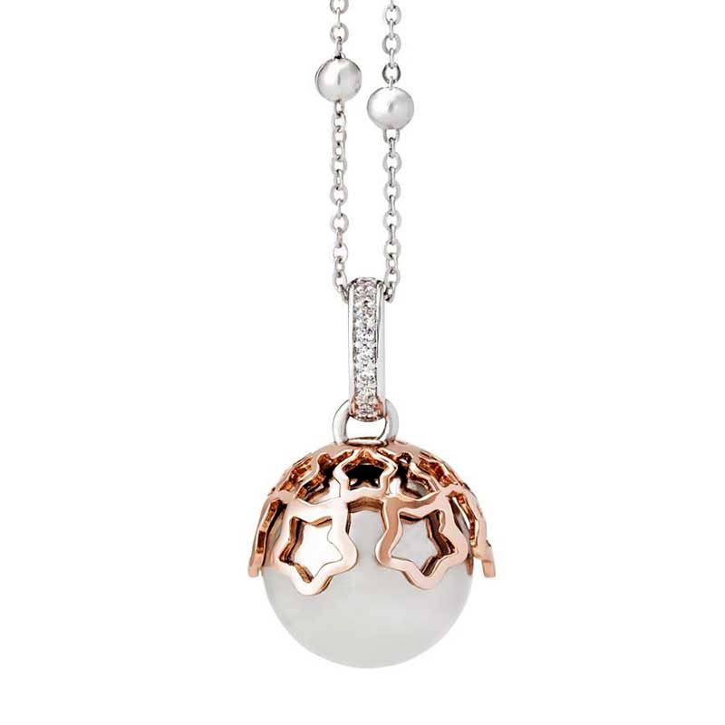 Boccadamo Collana Chiama Angeli con ciondolo sonoro bicolor, stelle e zirconi - TRGR10