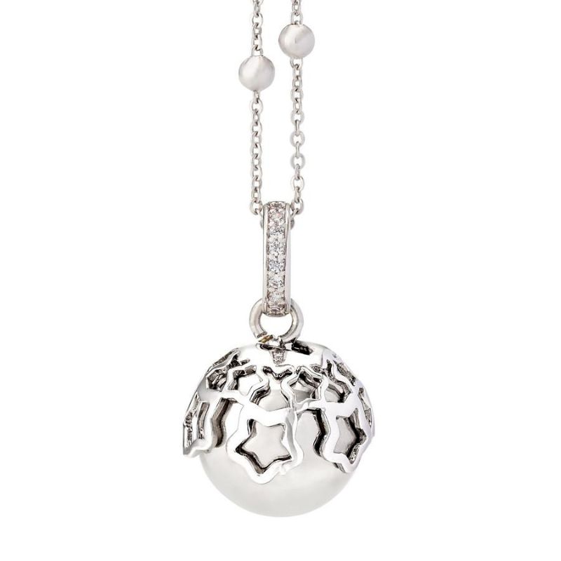 Boccadamo Collana Chiama Angeli con ciondolo sonoro rodiata, stelle e zirconi - TRGR08