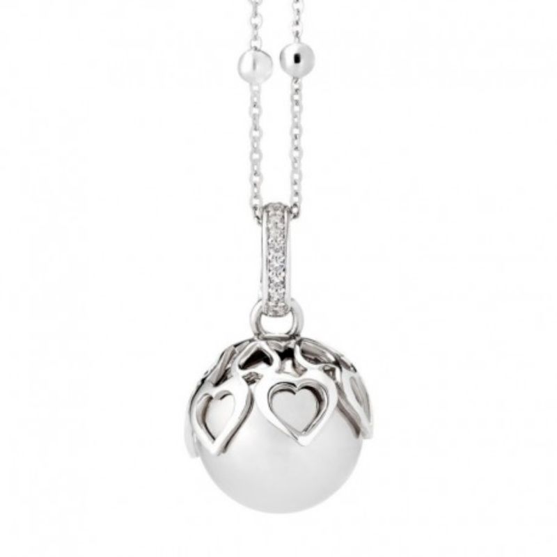 Collana con ciondolo sonoro rodiata, cuori e zirconi (BOCCADAMO) - TRGR07