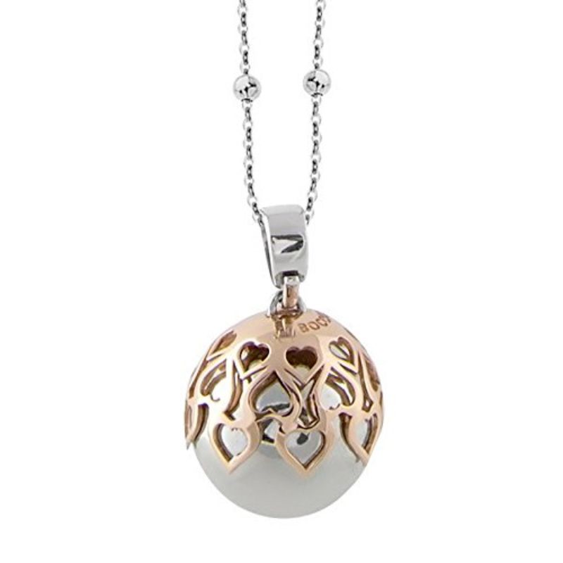 Collana rodiata con ciondolo sonoro e traforo di cuori (BOCCADAMO) - TRGR05