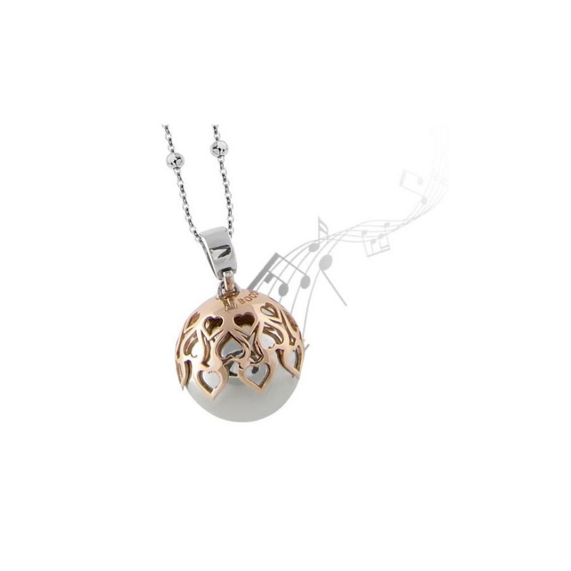 Collana rodiata con ciondolo sonoro e traforo di cuori (BOCCADAMO) - TRGR05