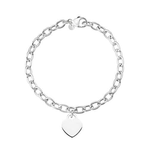 Bracciale Catena Rolò e Cuore Rodio Amen