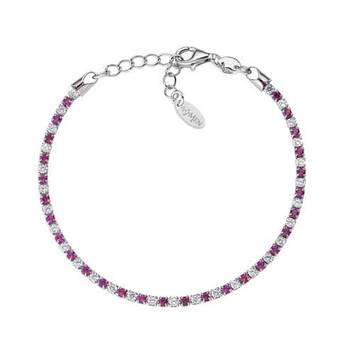 Bracciale Tennis Rodio Zirconi Bianchi e Rossi Amen