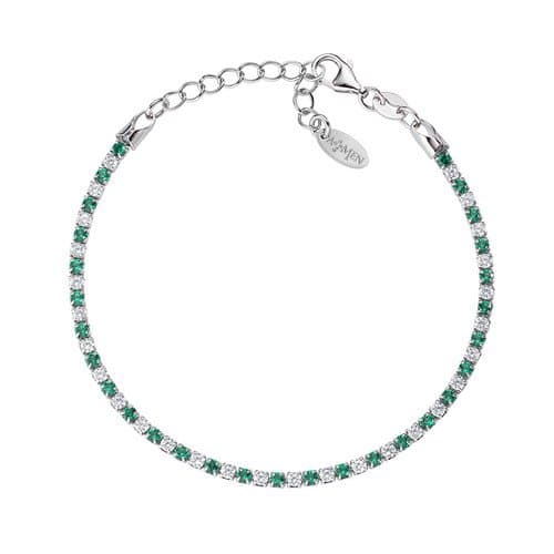 Bracciale Tennis Rodio Zirconi Bianchi e Verdi Amen