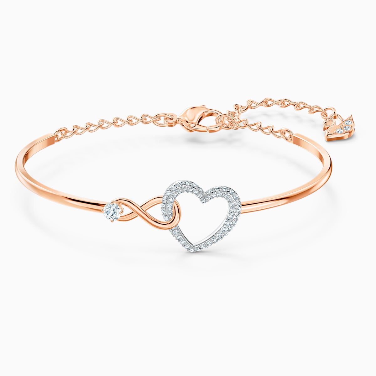 BRACCIALE RIGIDO SWAROVSKI INFINITY HEART, BIANCO, MIX DI PLACCATURE