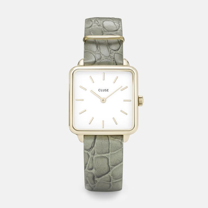 Orologio "La Tétragone Gold White/Green Alligator" (Cluse) - CL60016