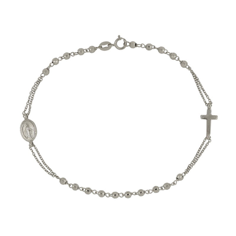 Bracciale rosario unisex oro bianco
