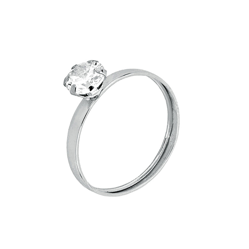 Anello solitario donna oro bianco 6 griffe