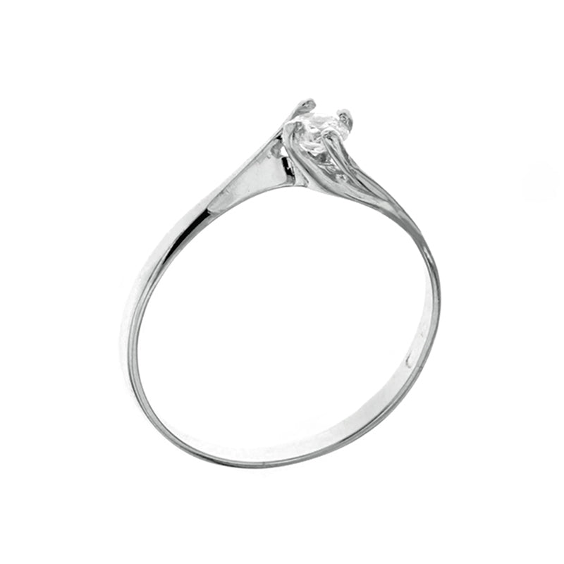 Anello solitario donna oro bianco 4 griffe