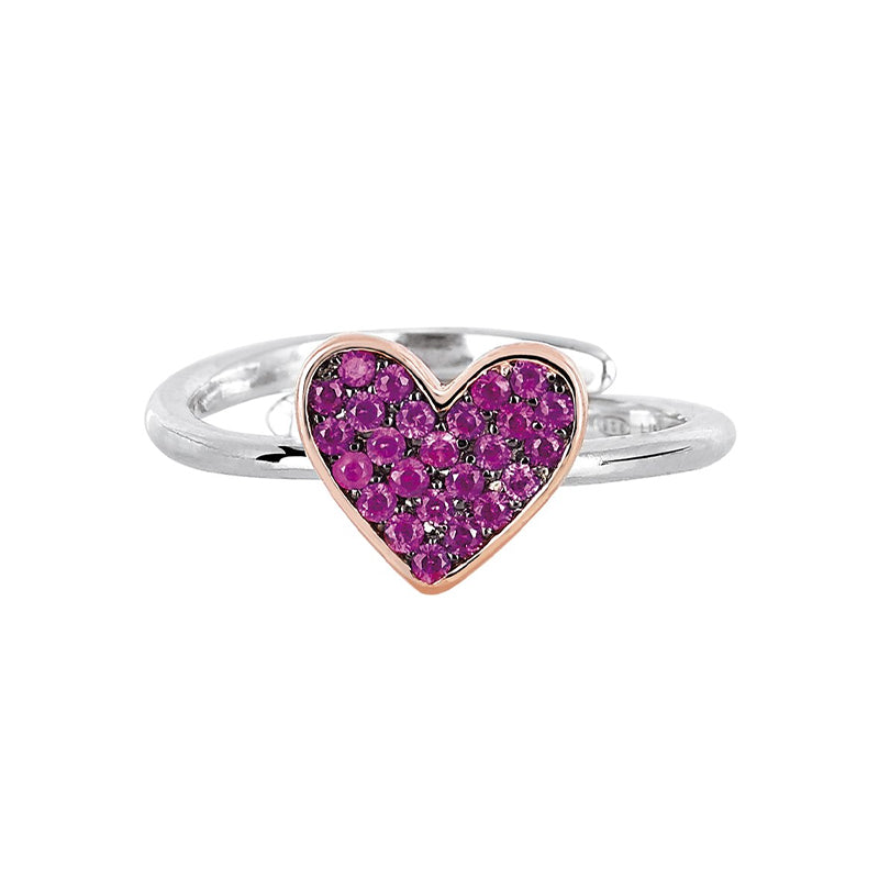 Anello donna argento con cuore rubini sintetici | Mabina