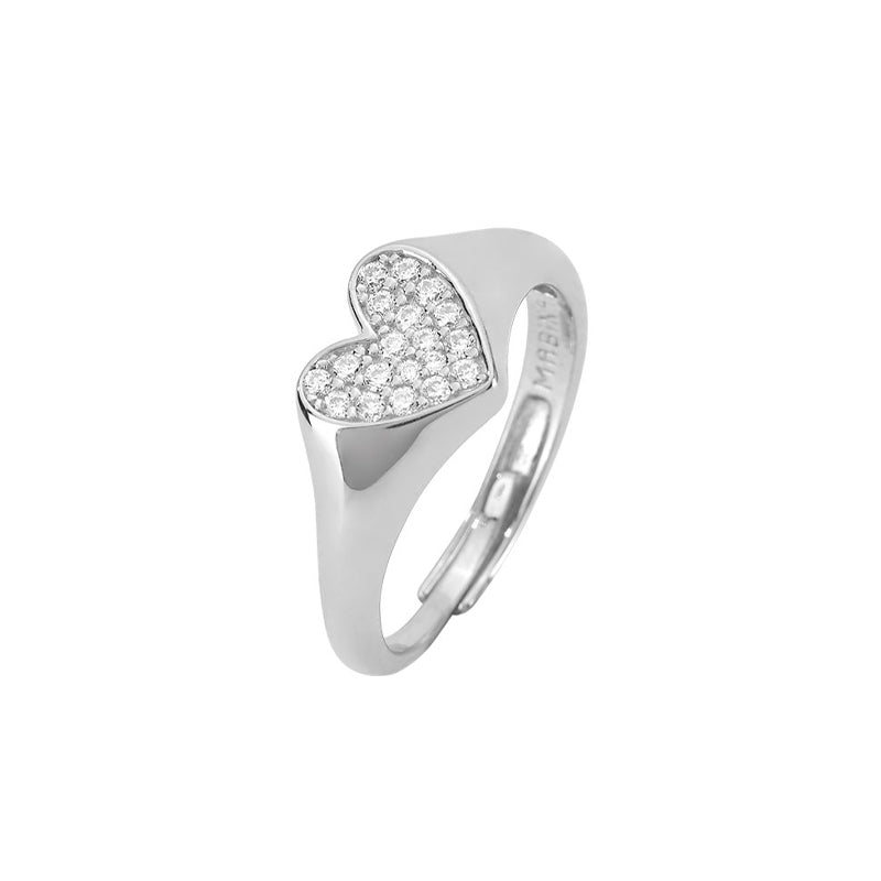 Anello donna argento con cuore pavé | Mabina
